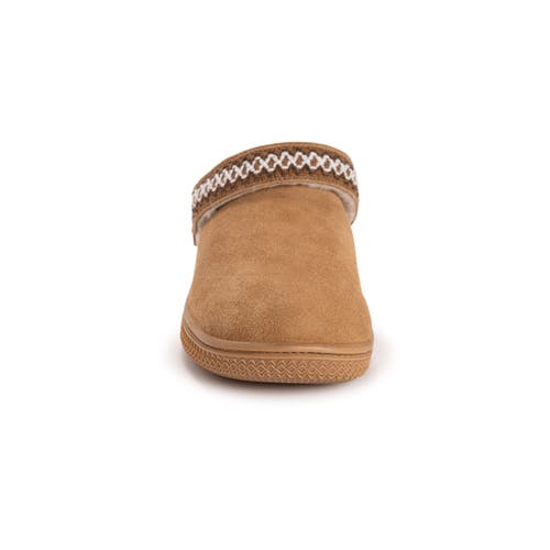 Muk Luks Quianna Luna Genuine Suede Clog Slipper In Brown