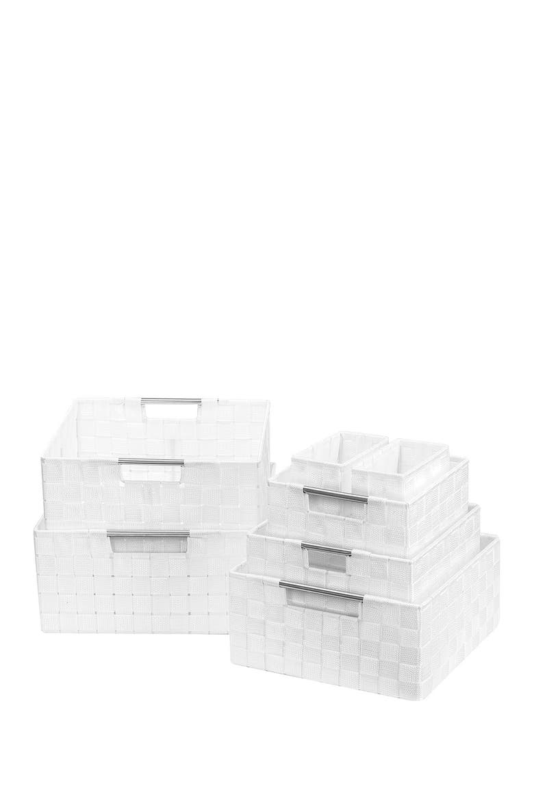 White Weave 7-Piece Basket Set, Main, color, WHITE