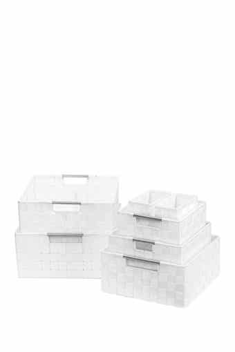 SORBUS White Weave 7-Piece Basket Set