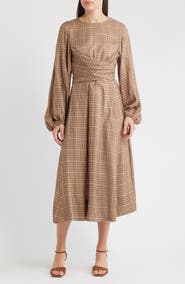 FRNCH Apollinaire Check Long Sleeve Dress