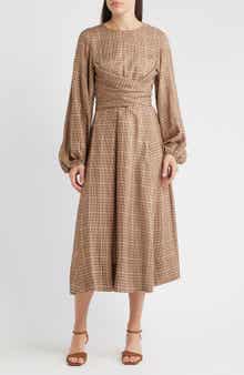 FRNCH Apollinaire Check Long Sleeve Dress