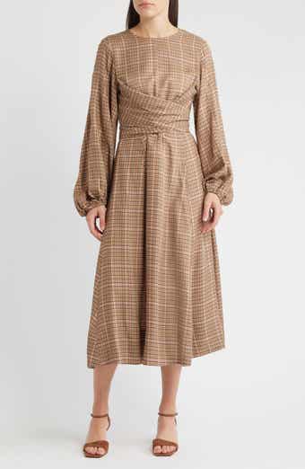 FRNCH Apollinaire Check Long Sleeve Dress