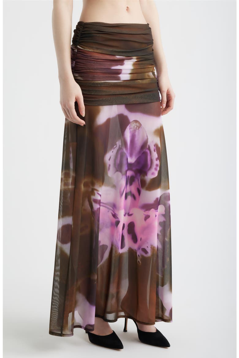 Susurro Print Semi Sheer Maxi Skirt, Alternate, color, MOKA
