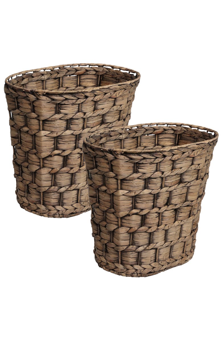 HAPPIMESS Miles Handwoven Water Hyacinth 4.5-Gallon Tapered Oval Wicker Watebasket, Main, color, Brown