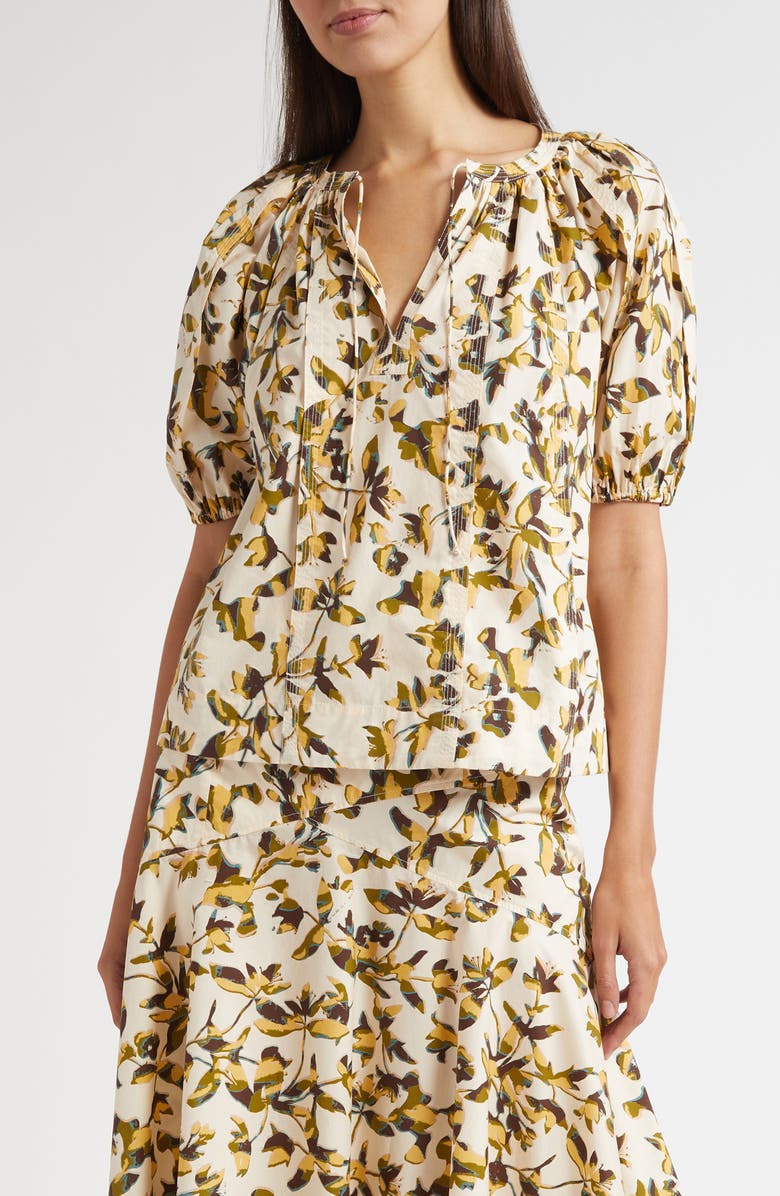 Ulla Johnson Tie Neck Puff Sleeve top, Main, color, Lucent