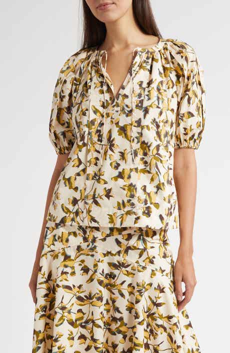 Ulla Johnson Tie Neck Puff Sleeve top