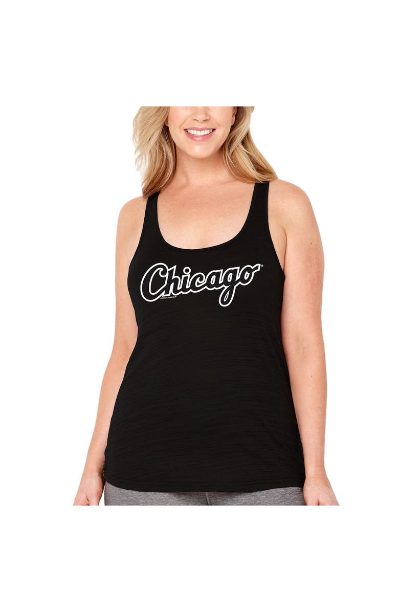 SOFT AS A GRAPE Women's Soft as a Grape Black Chicago White Sox Plus Size Swing for the Fences Racerback Tank Top, Alternate, color, Black