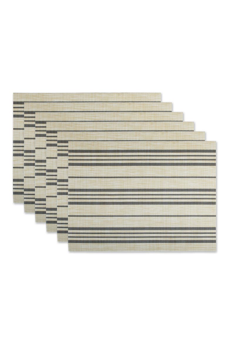Black Farmhouse Stripe PVC Woven Placemat Set/6, Main, color, Black