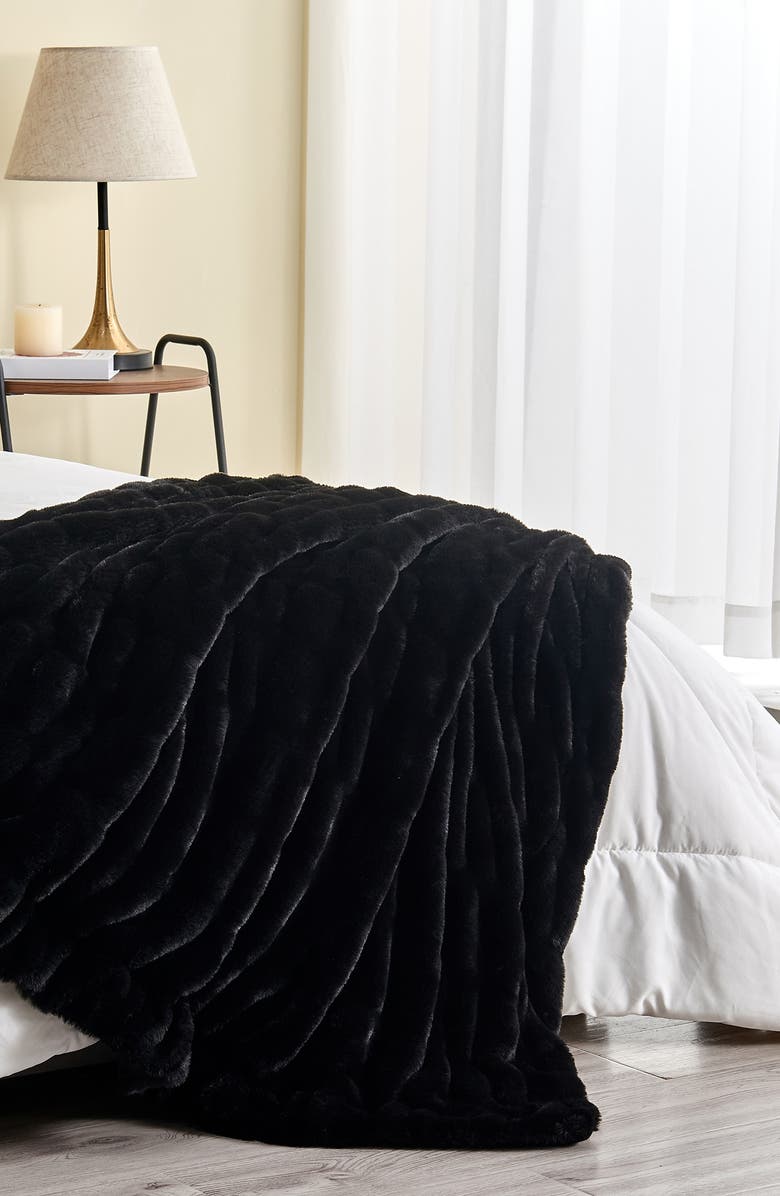 Woven & Weft Faux Fur Reversible Throw Blanket, Alternate, color, 