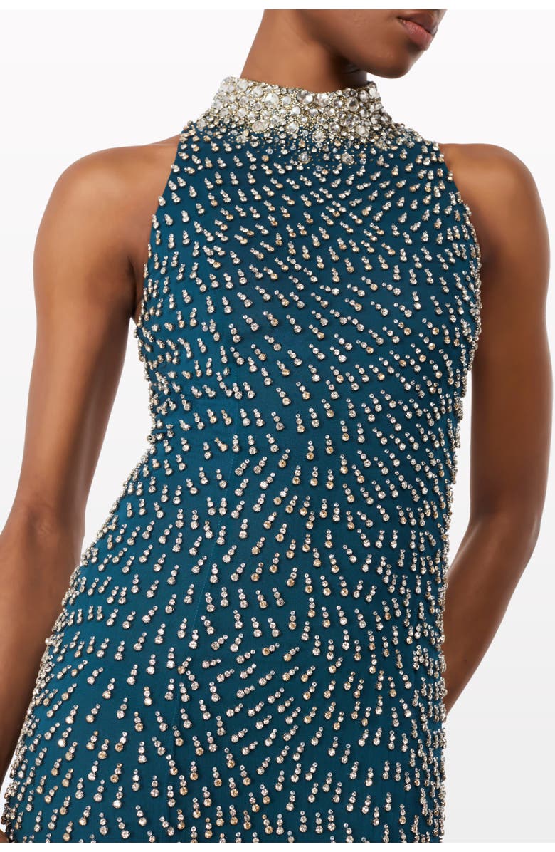 Jenny Packham Sisley High-Neck Embellished Maxi Dress, Alternate, color, Mosaic Blue
