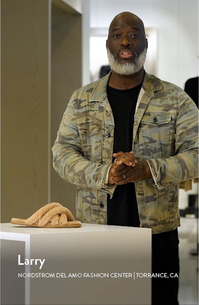 Scuffita Speckles Genuine Shearling & Calf Hair Slipper, sales video thumbnail