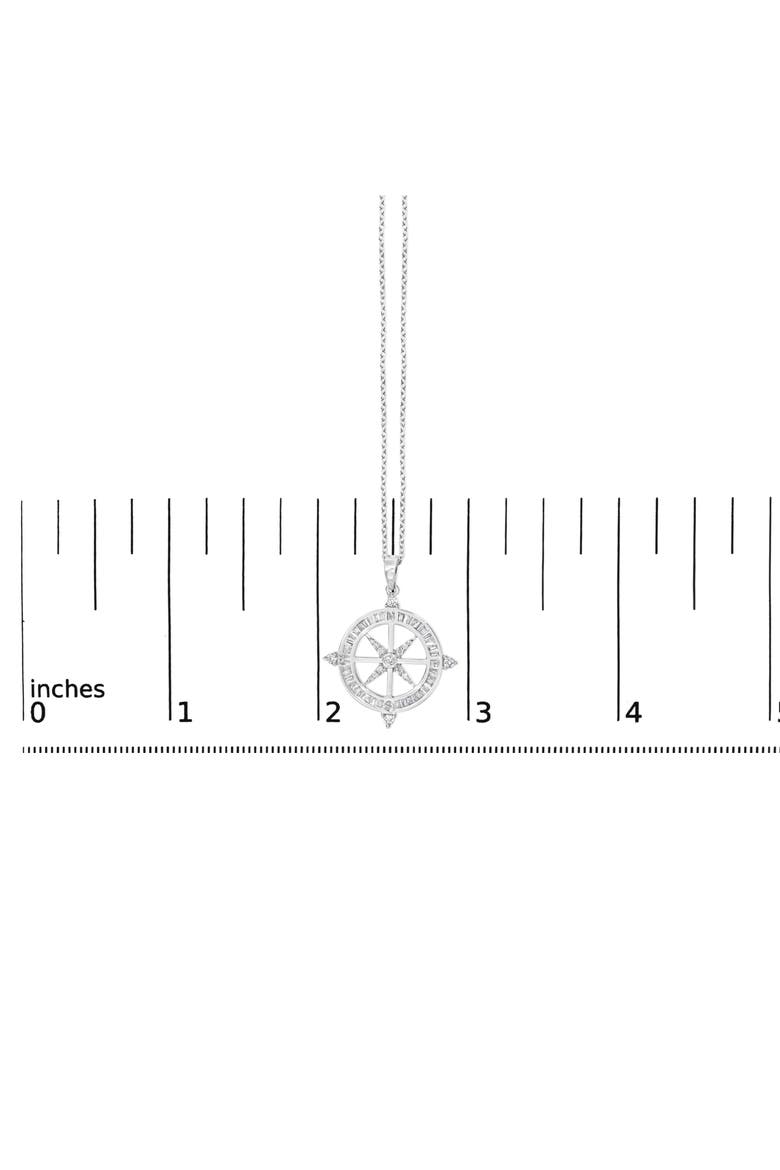Sterling Silver 3/4 Cttw Diamond Compass Medallion Pendant Necklace, Alternate, color, Silver