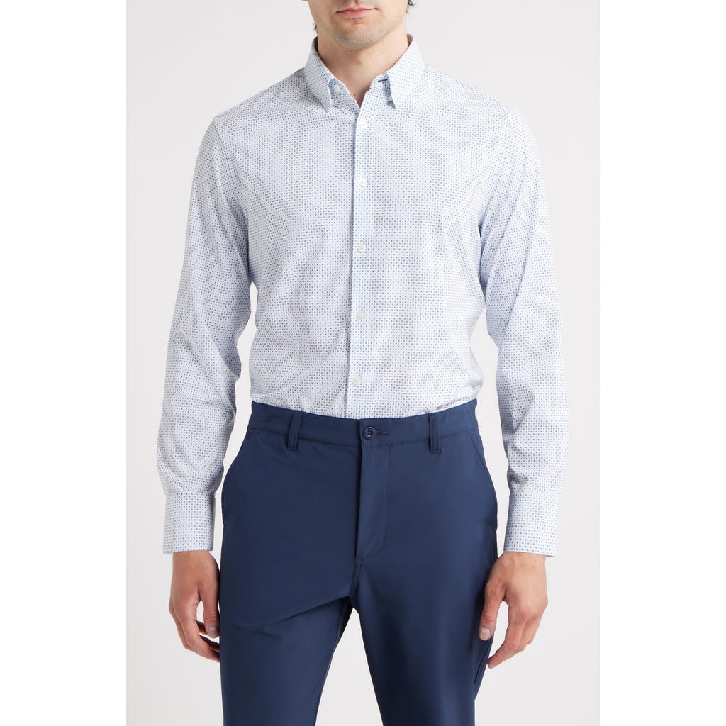 Mizzen + Main Mizzen+main Leeward Trim Fit Micropattern Stretch Button-up Shirt