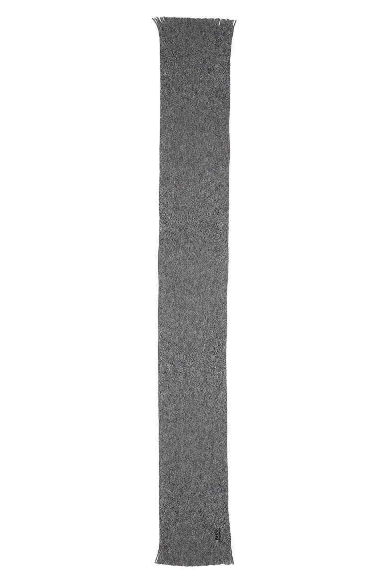 Albas Marled Virgin Wool Scarf, Alternate, color, BLACK