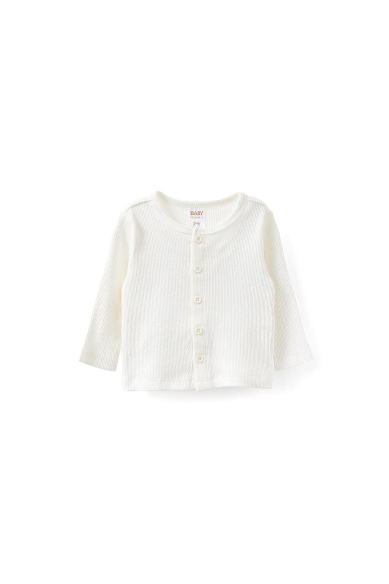 Organic Pointelle Cardigan, Alternate, color, Milk