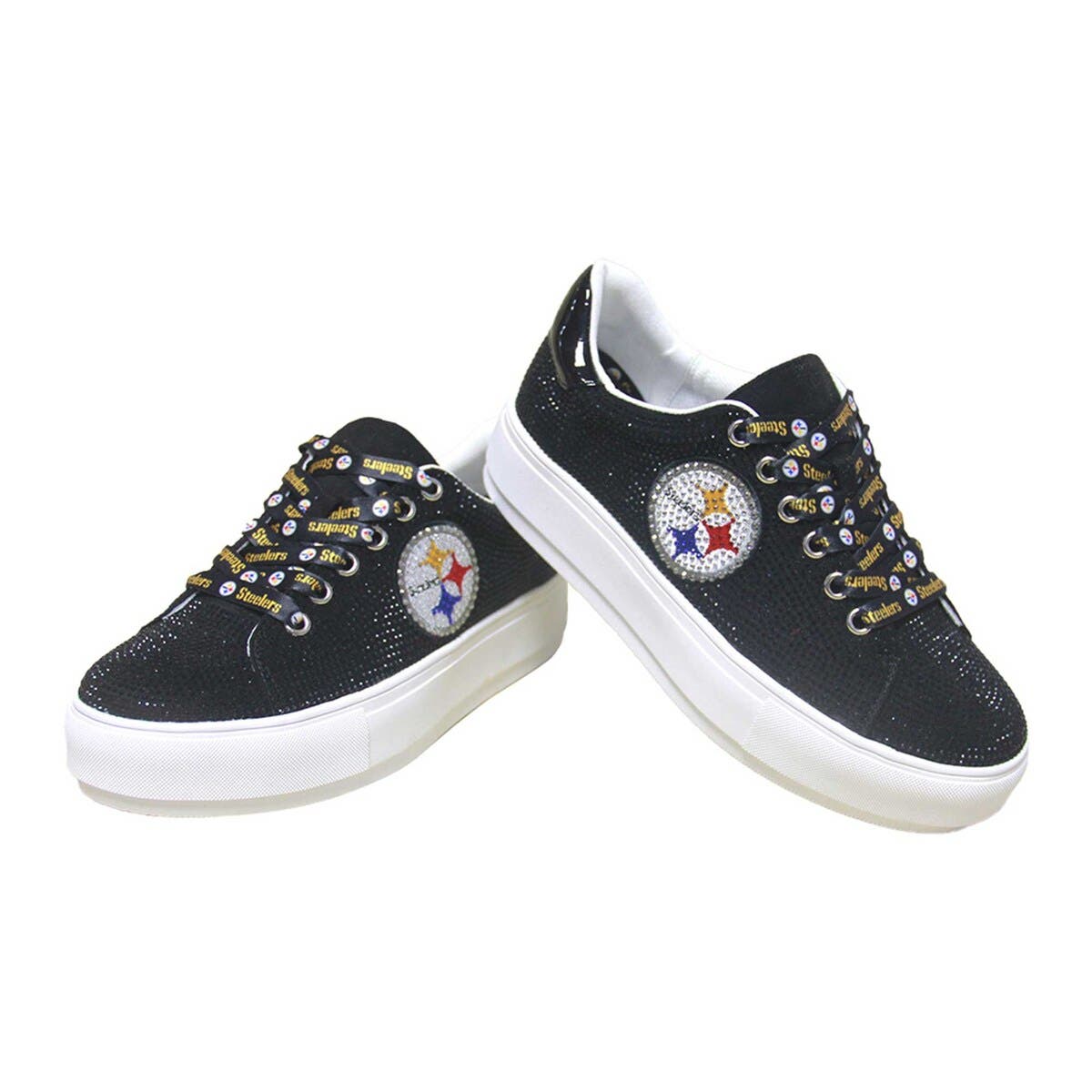CUCE Women's Cuce Black Pittsburgh Steelers Team Color Crystal Sneakers, Main, color, 