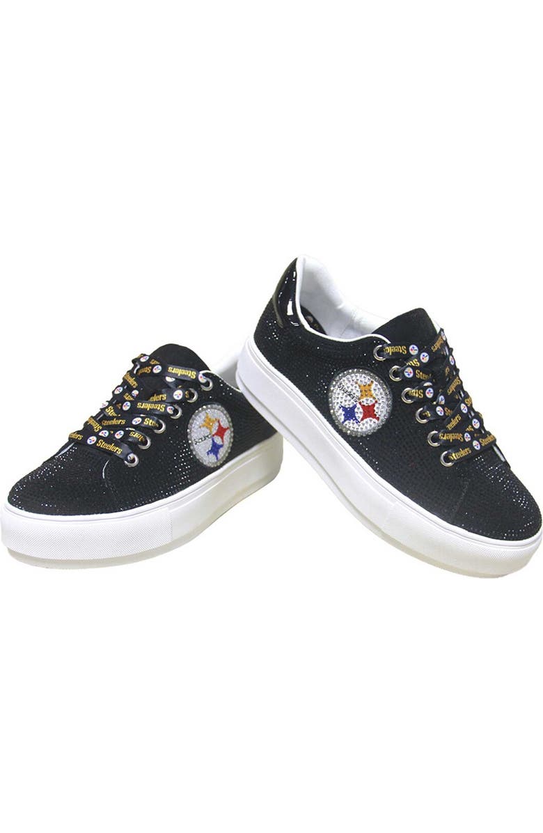 CUCE Women's Cuce Black Pittsburgh Steelers Team Color Crystal Sneakers, Main, color,