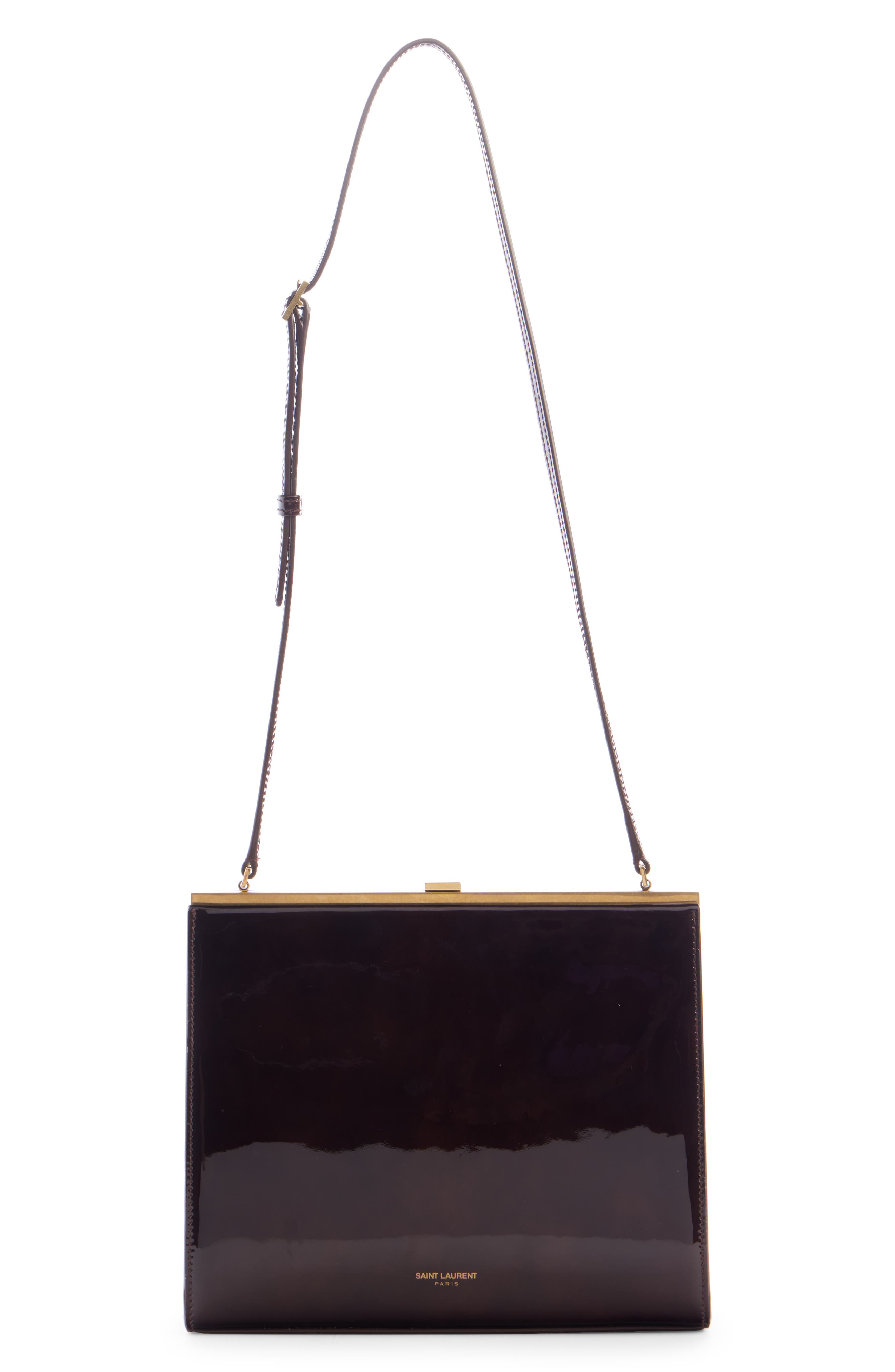 Saint Laurent Small Sac Patent Leather Frame Shoulder Bag, Alternate, color, 