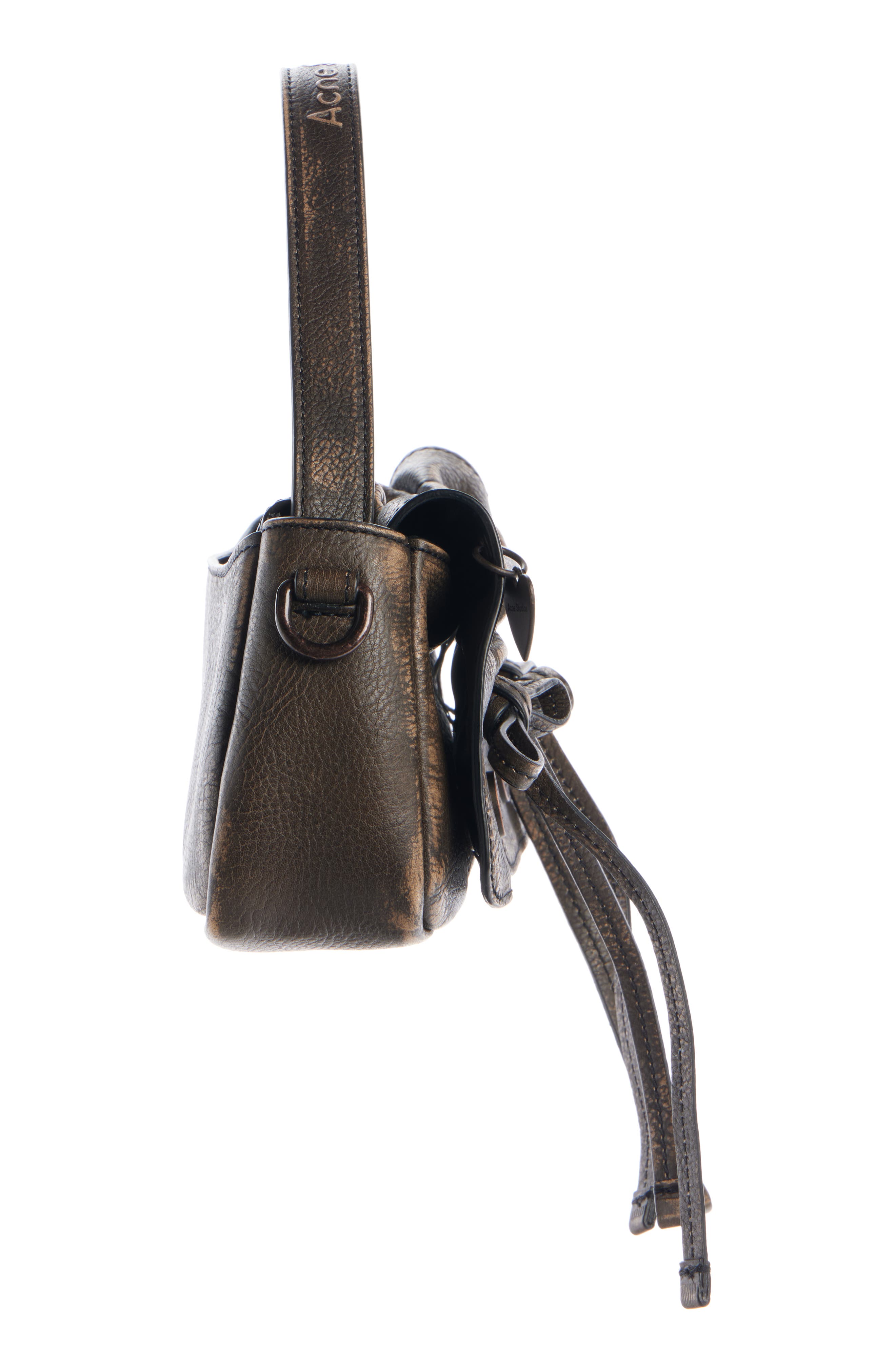 Acne Studios Micro Multipocket Leather Crossbody Bag, Alternate, color, Dark Brown/ Beige