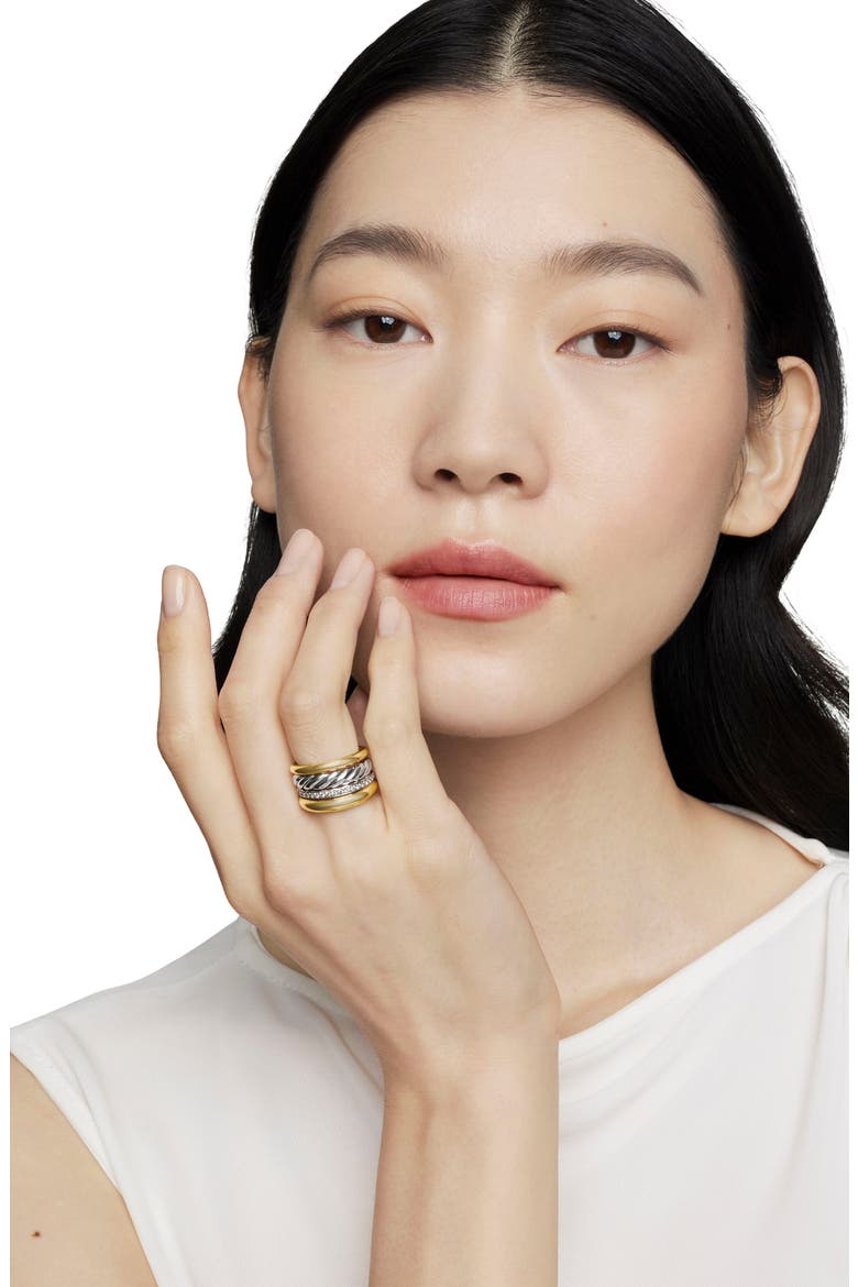 Mercer Mixed Metal & Diamond Stack Ring, Alternate, color, STERLING SILVER/ 18KY GOLD