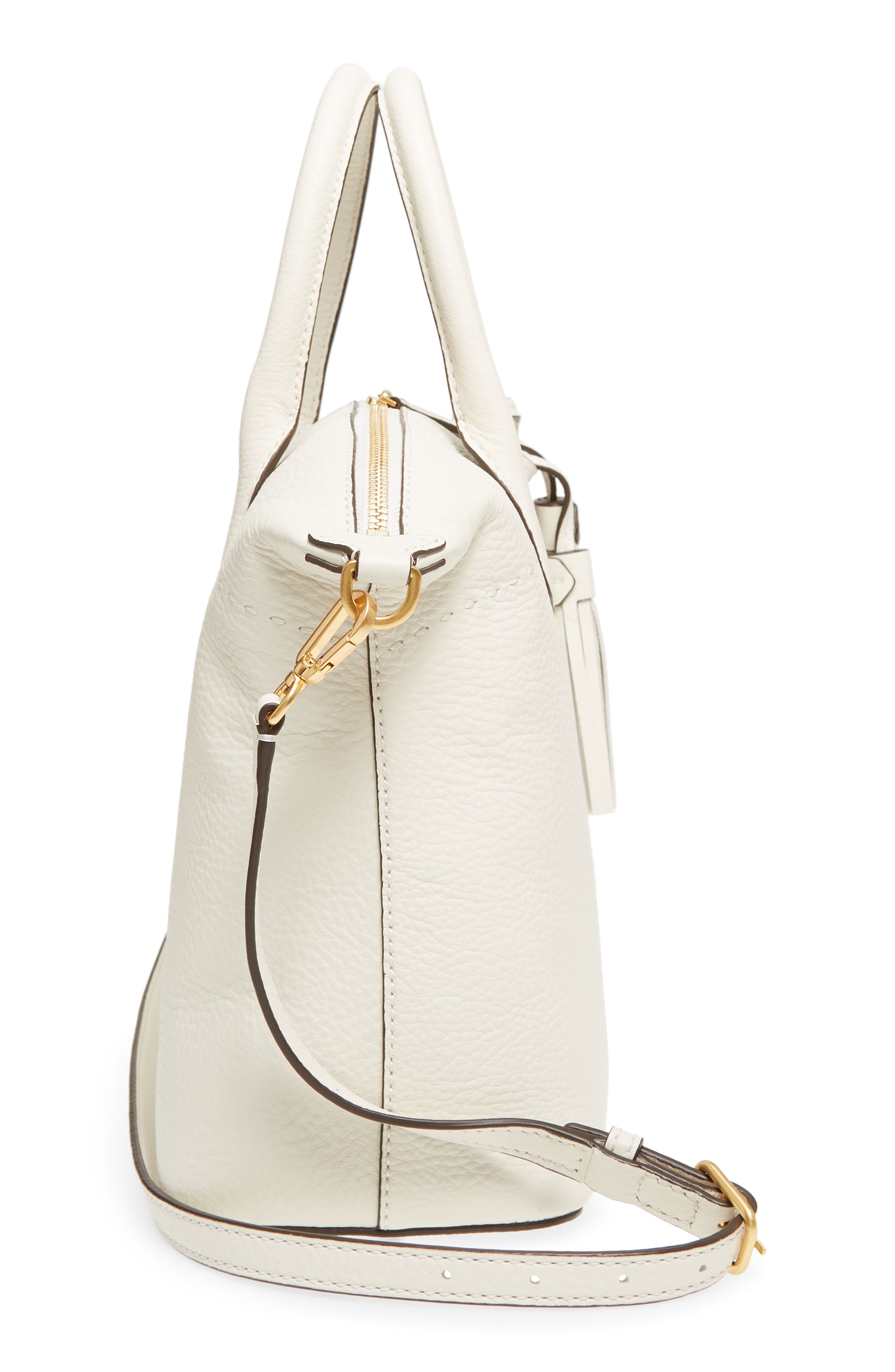 McGraw Slouchy Leather Satchel, Alternate, color, NEW IVORY