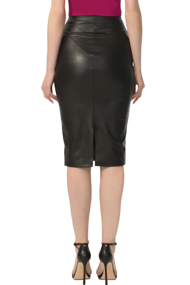 Women's Stretch Faux Leather Pencil Skirt, Alternate, color, Black