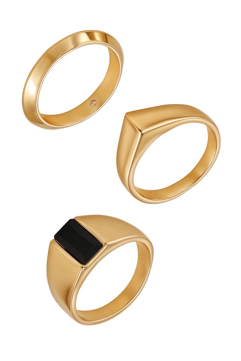 Set of 3 Rings, Alternate, color, GOLD