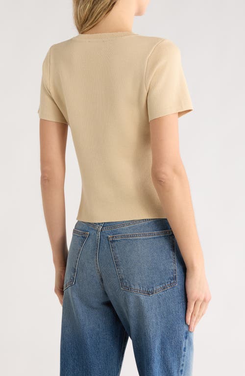 Nsr Scallop Short Sleeve Knit Cardigan In Neutral