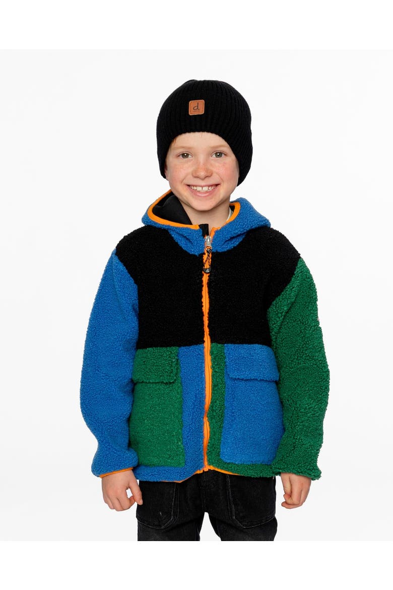 Boy Long Sleeve Fleece Jacket, Alternate, color, Blue Colorblock
