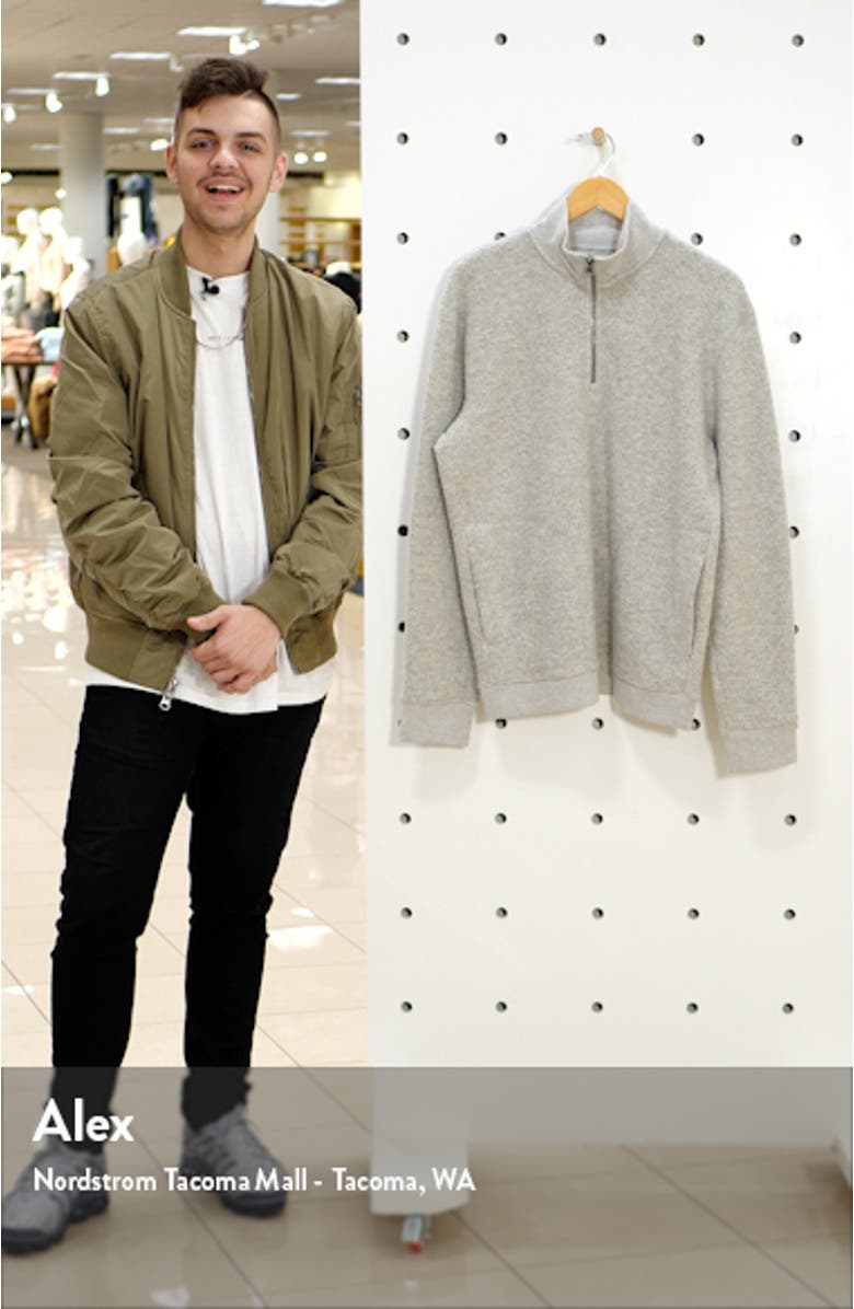 Bouclé Quarter Zip Wool Blend Sweatshirt, sales video thumbnail