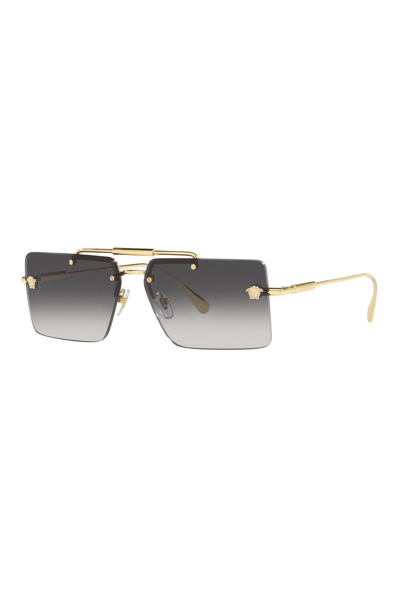 60mm Gradient Rectangular Sunglasses, Alternate, color, GOLD/GRAY