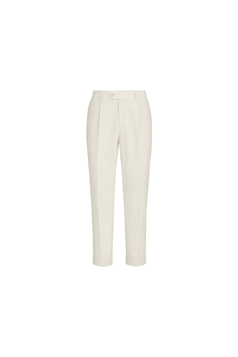 Sea Island cotton narrow wale corduroy trousers with pleat, Alternate, color, Panama