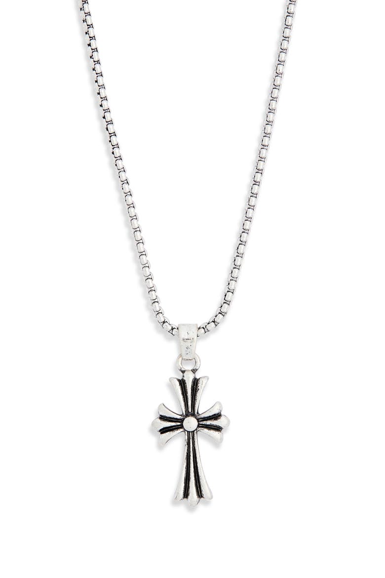 Cross Pendant Necklace, Alternate, color, SHINY RHODIUM