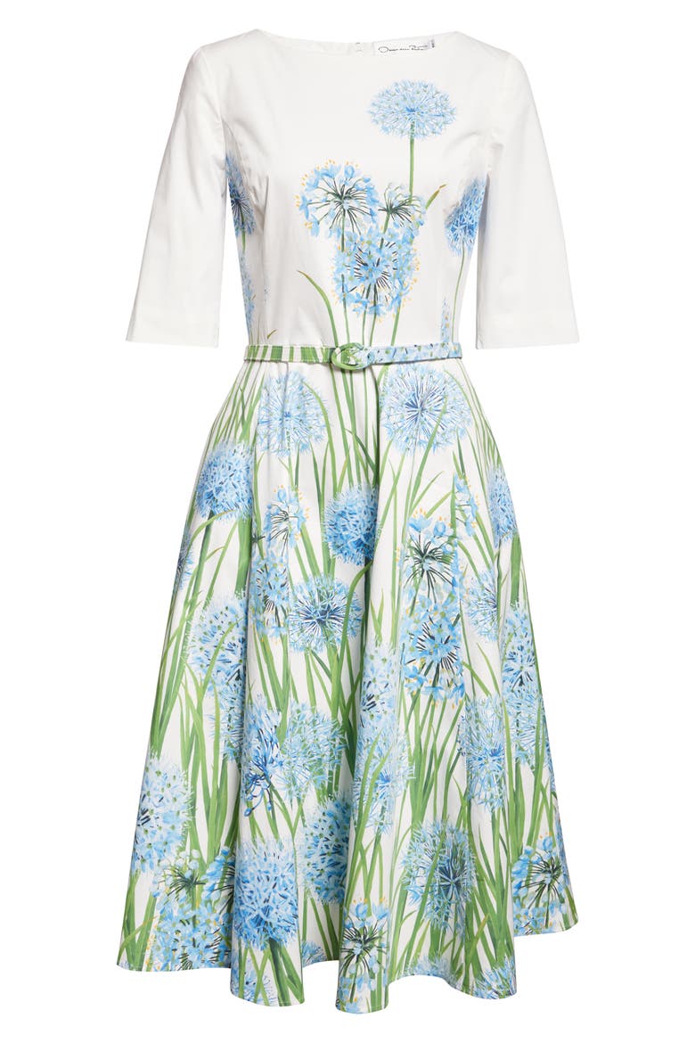 Allium Cotton Stretch Poplin Belted Dress, Alternate, color, BLUE/ WHITE