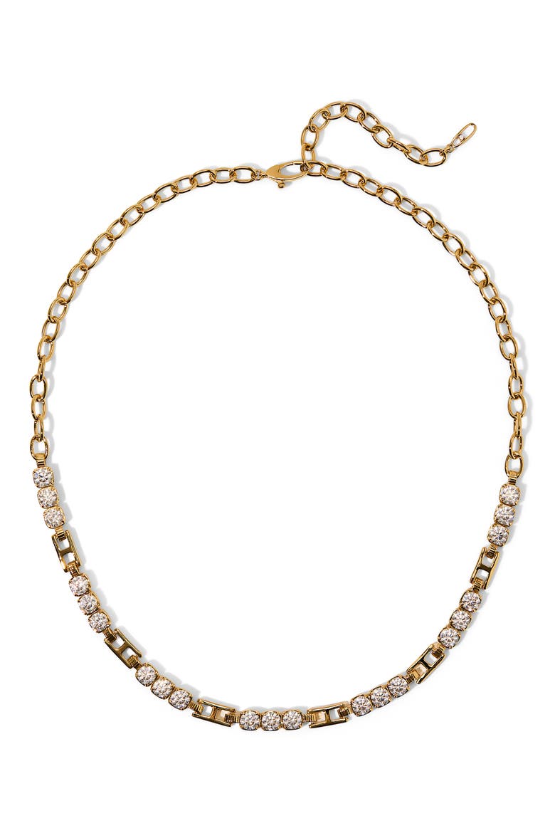 Delancey Cubic Zirconia Frontal Collar Necklace, Main, color, GOLD