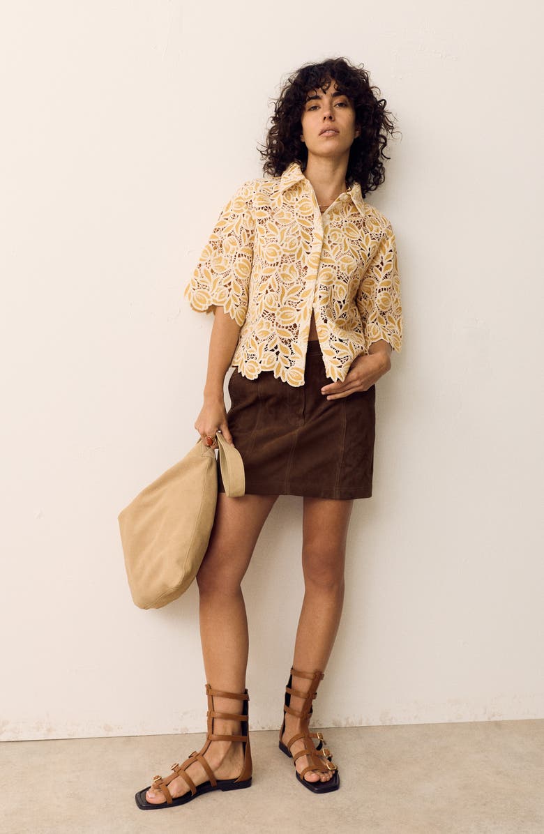 PER UNA BY M&S Open Stitch Shirt Jacket, Alternate, color, Yellow/ Multi