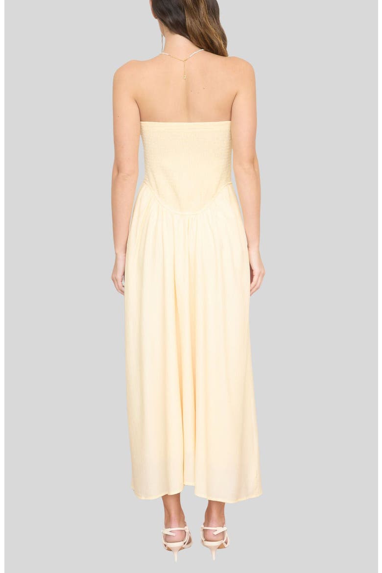 Strapless Fit & Flare Midi Dress, Alternate, color, BUTTER YELLOW