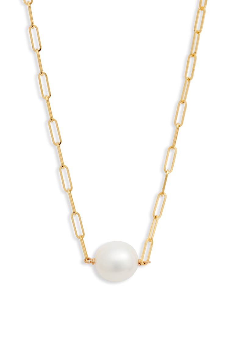 Cultured Pearl Pendant Necklace, Main, color, PEARL/ 14K YELLOW GOLD