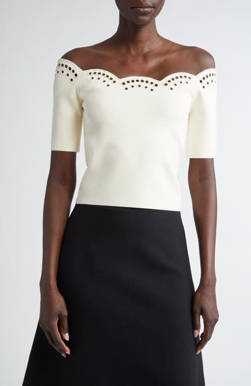 Altuzarra Posy Eyelet Embroidered Off The Shoulder Top In Ivory