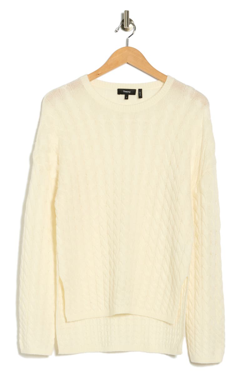 Theory Kareina Cable Stitch Wool Blend Sweater, Alternate, color, Ivory