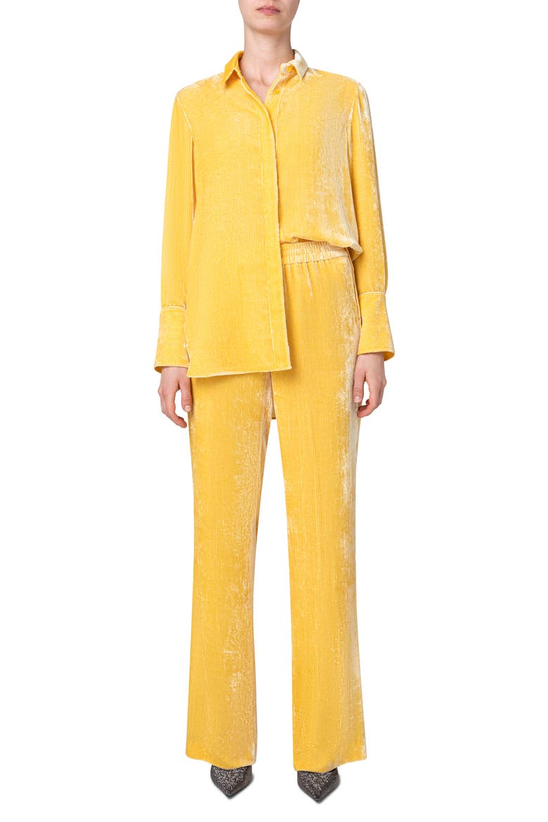 Velvet Corduroy Button-Up Shirt, Alternate, color, YELLOW