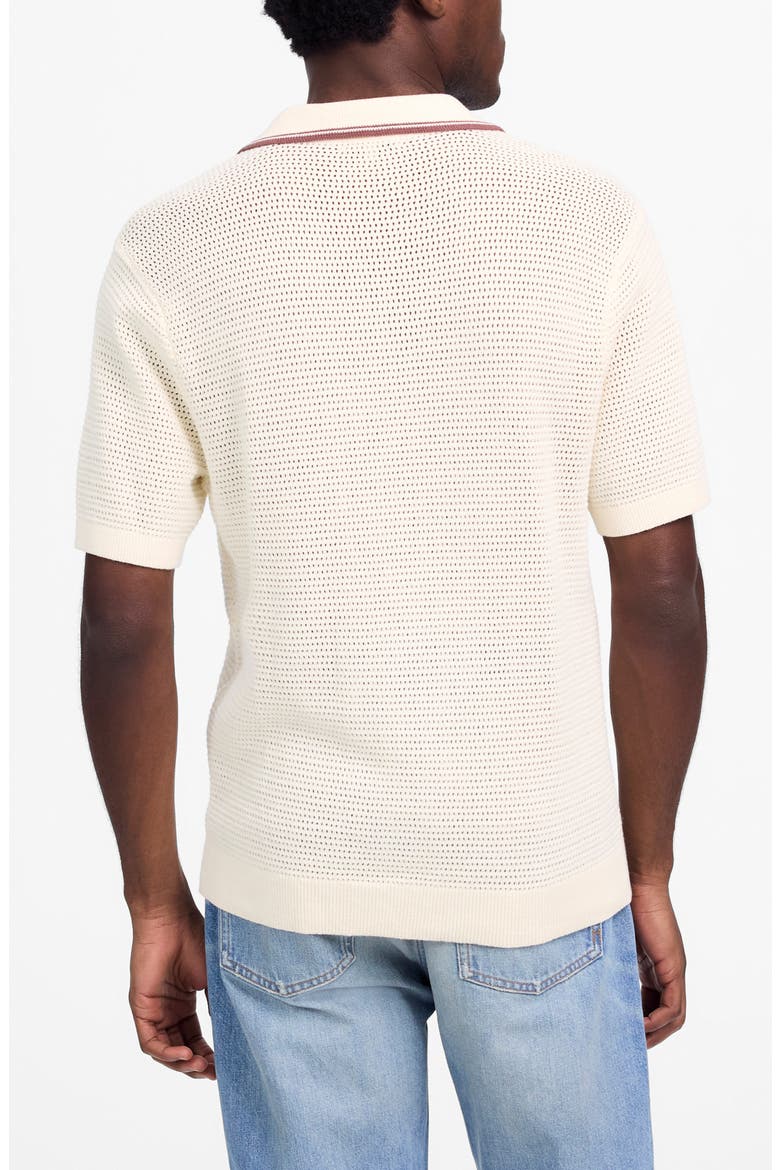 Contrast Stitch Johnny Collar Sweater Polo, Alternate, color, VINTAGE IVORY