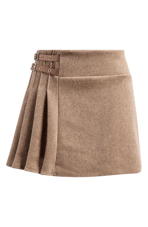 Shop Mistress Rocks Mid Rise Pinstripe Pleated Miniskirt In Sandstone
