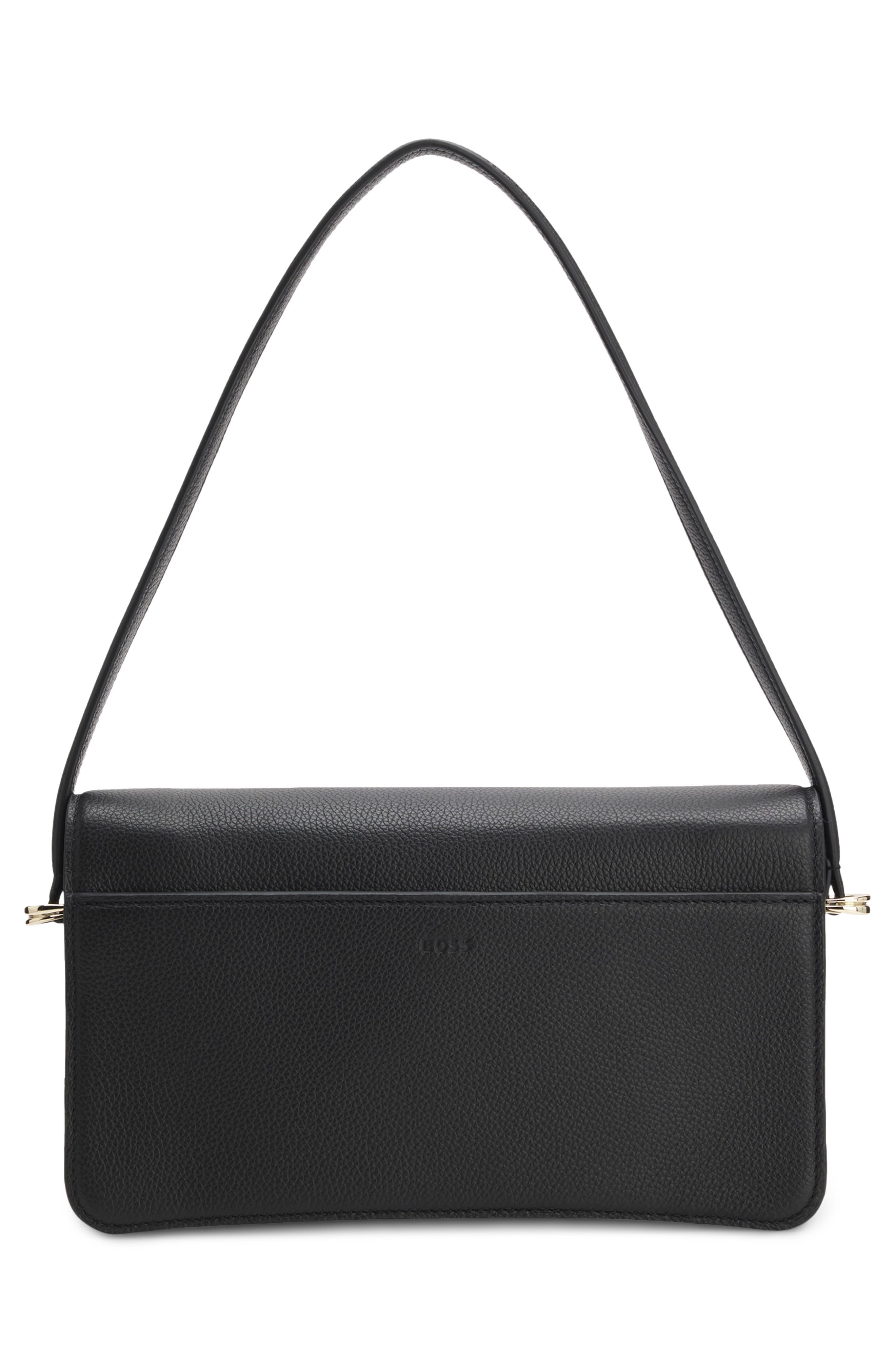 HUGO Beyond Leather Shoulder Bag, Alternate, color, Black