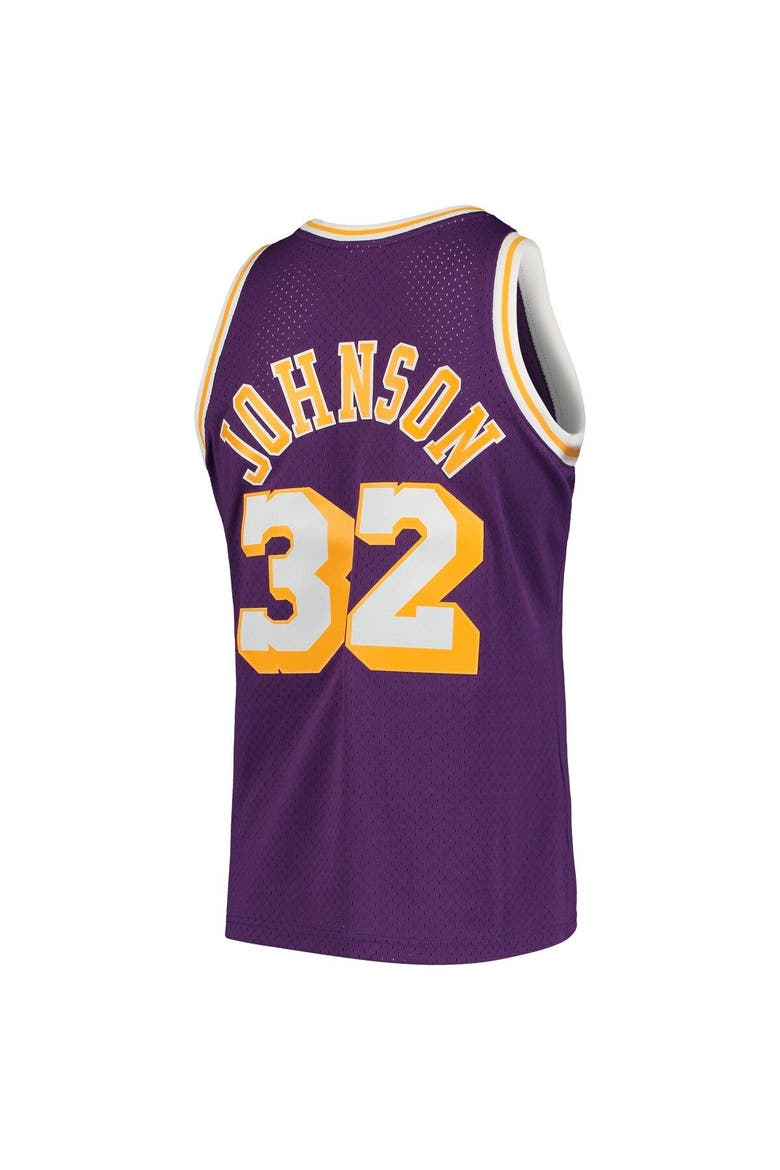 Men's Mitchell & Ness Magic Johnson Purple Los Angeles Lakers 1984/85 Hardwood Classics Swingman Jersey, Alternate, color, Purple