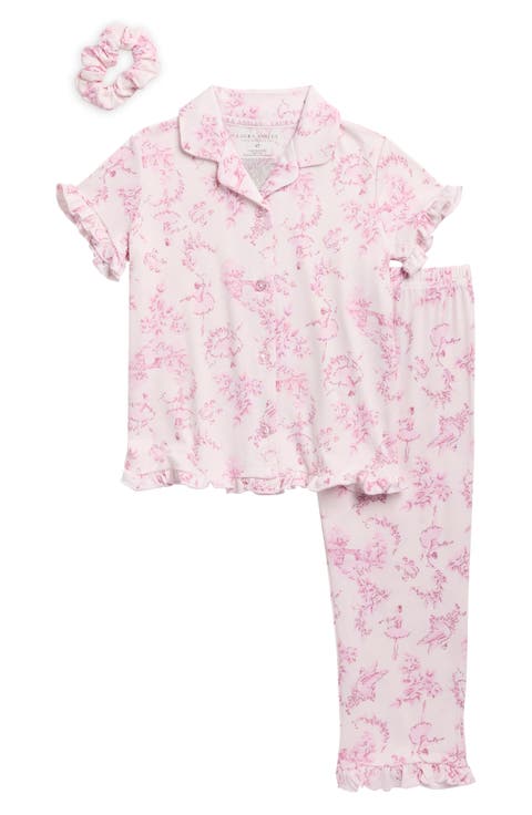 Two-Piece Peached Jersey Pajamas & Scrunchie Set