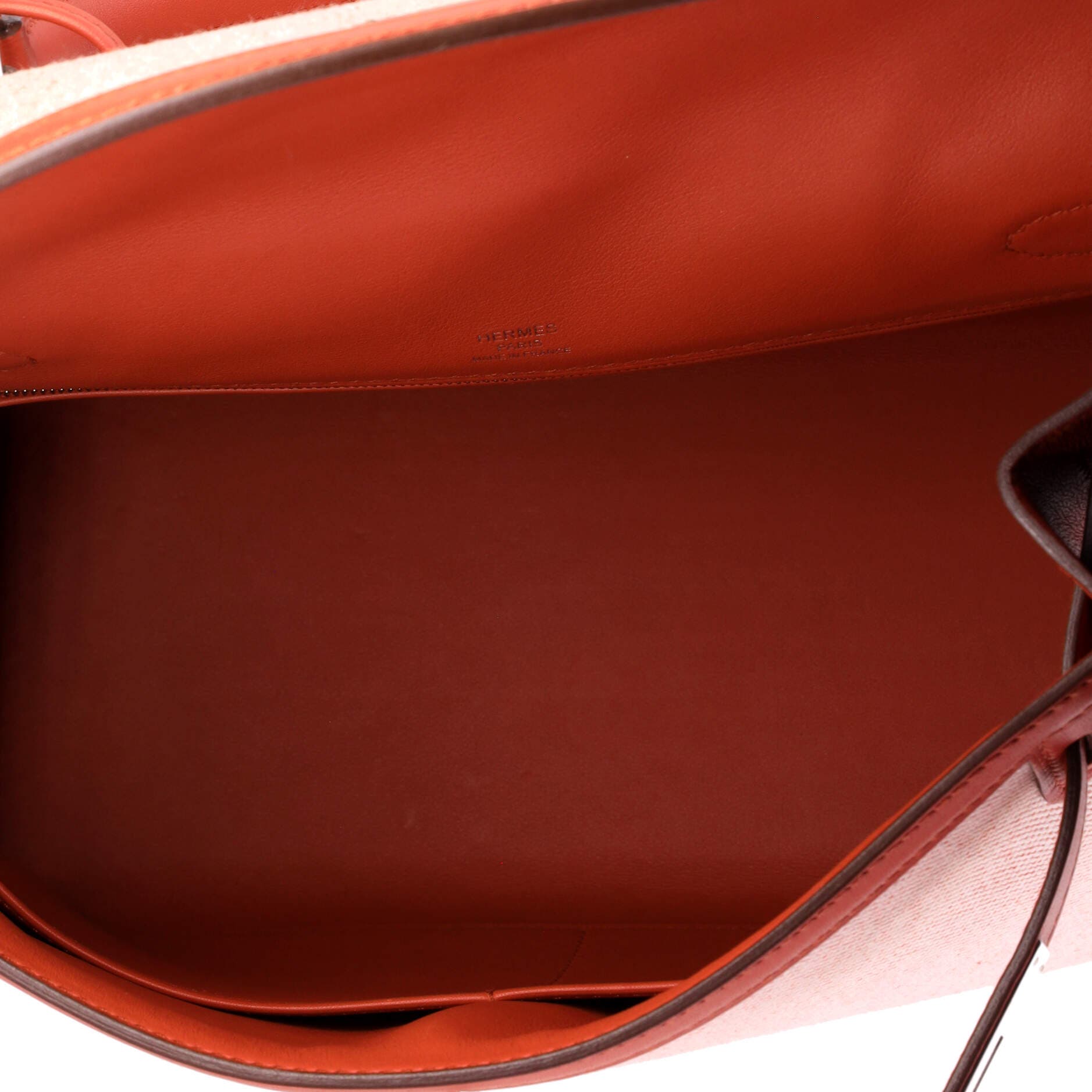 Pre-Owned Hermes Kelly Handbag Toile and Brown Swift with Palladium Hardware 28, Alternate, color, Brique