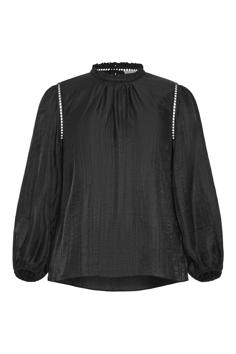 Lorelai Open Stitch Satin Top, Alternate, color, BLACK