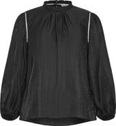 City Chic Lorelai Open Stitch Satin Top