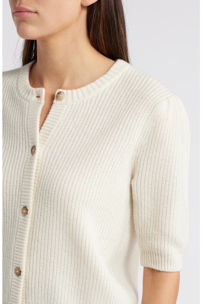 Shrunken Rib Wool & Cashmere Cardigan, Alternate, color, CREAM